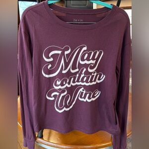 Zoe & Liv may contain wine maroon shirt